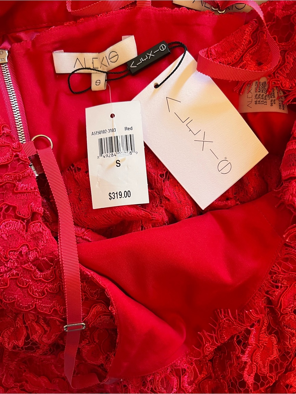 NWT Alexis Red Lace Crop Top & High-Low Midi Skirt Set Size Small - Picture 6 of 6